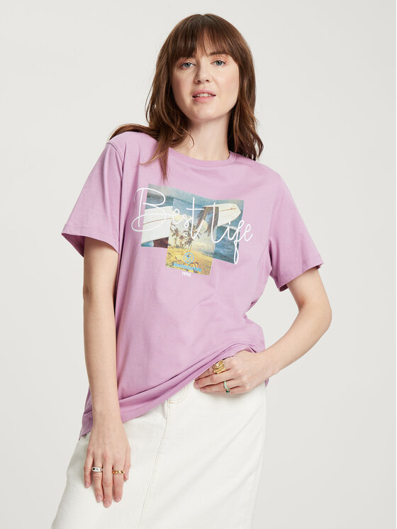 Cross Jeans Cross Jeans T-Shirt 56054-012 Fioletowy Regular Fit