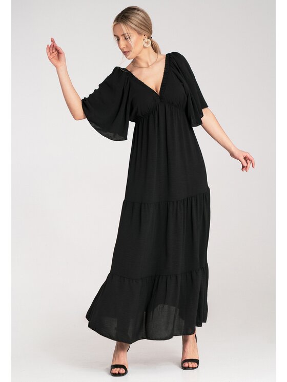 FIGL FIGL Sukienka letnia M1185 Czarny Relaxed Fit