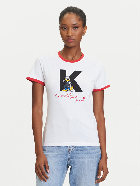 KARL LAGERFELD KARL LAGERFELD T-särk A3W17089 Valge Regular Fit