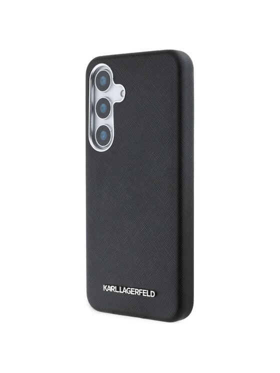 KARL LAGERFELD KARL LAGERFELD Etui na telefon Saffiano Full Wrapped Elongated Metal Logo Czarny