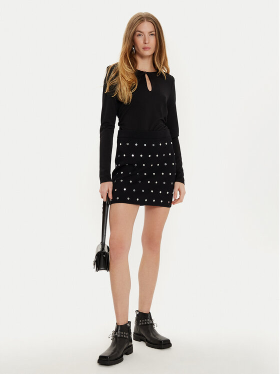 Sisley Sisley Μπλουζάκι 5Y0XLQ080 Μαύρο Slim Fit