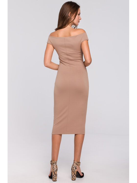 Makover Makover Vestito di maglia K001 Beige Regular Fit