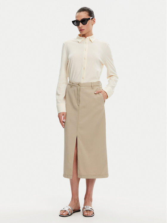 Tommy Hilfiger Tommy Hilfiger Midi szoknya WW0WW44726 Bézs Regular Fit