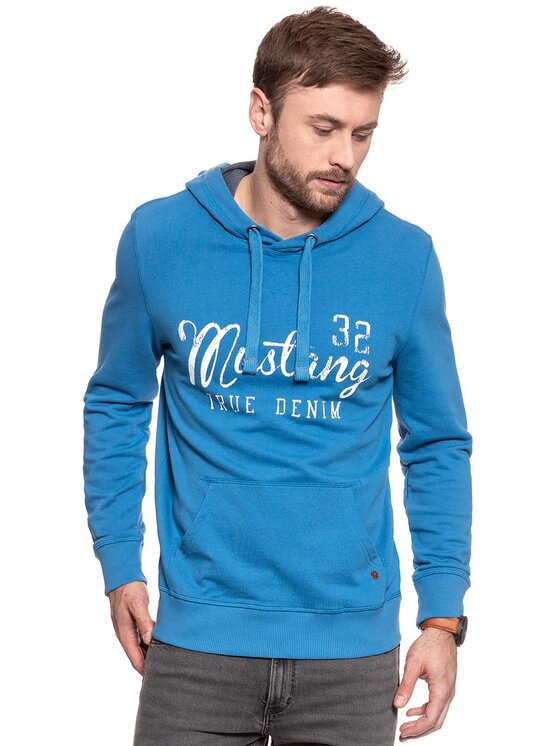 Mustang Mustang Felpa LOGOPRINT HOODIE Blu Regular Fit