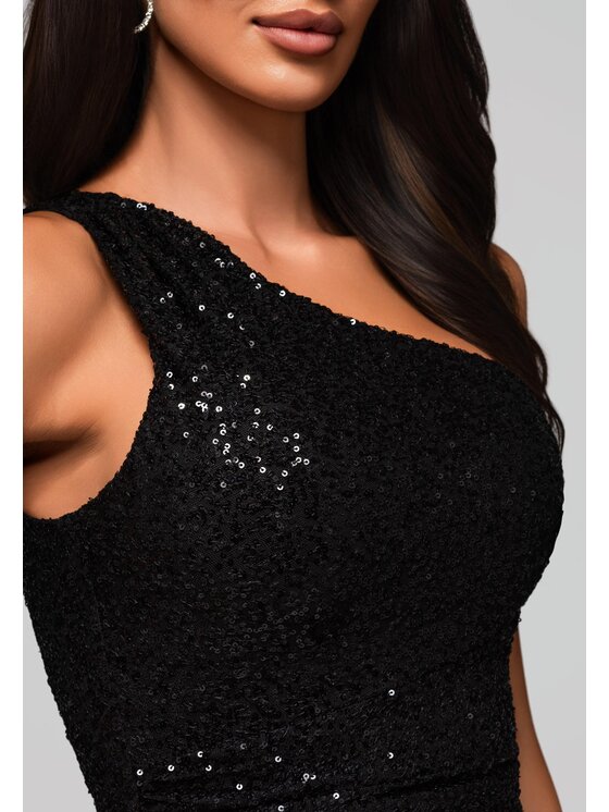 Ombre Ombre Sukienka wieczorowa LA-OM-DLR225 Czarny Regular Fit