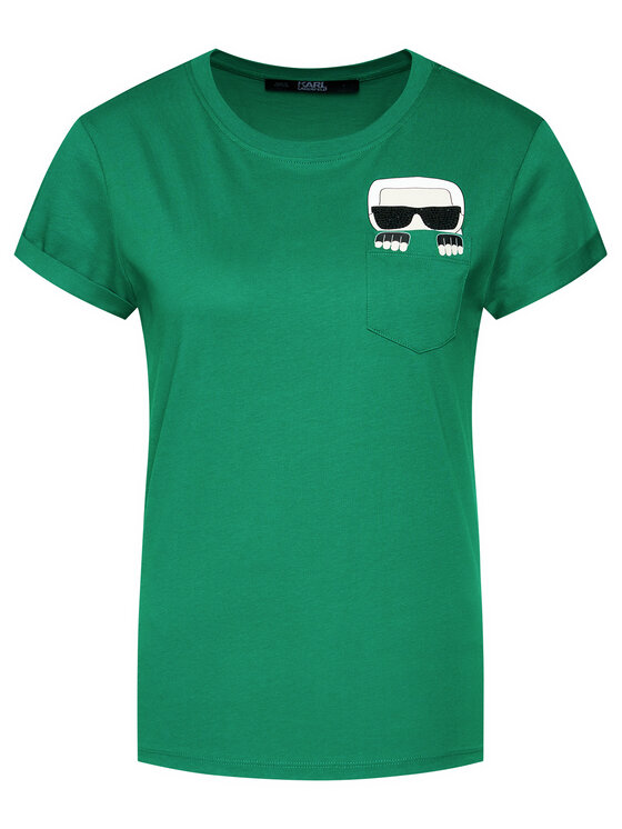 KARL LAGERFELD T Shirt Ikonik Karl Pocket 205W1701 Zelena Regular Fit Modivo.cz