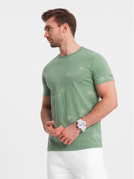 Ombre Ombre T-Shirt OM-TSFP-0179 Zelená Regular Fit