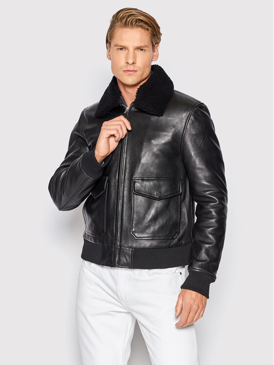 Serge Pariente Kožená bunda Style 18 Čierna Regular Fit