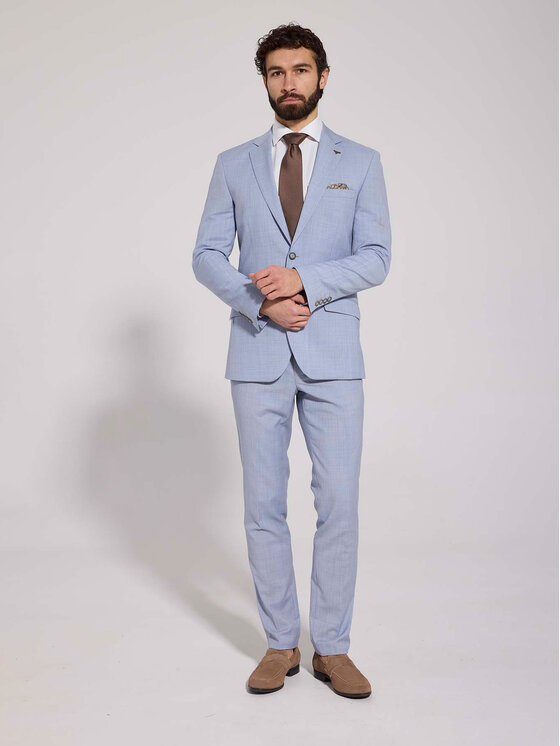 VILLARO VILLARO Garnitur GAR703VIM Niebieski Slim Fit