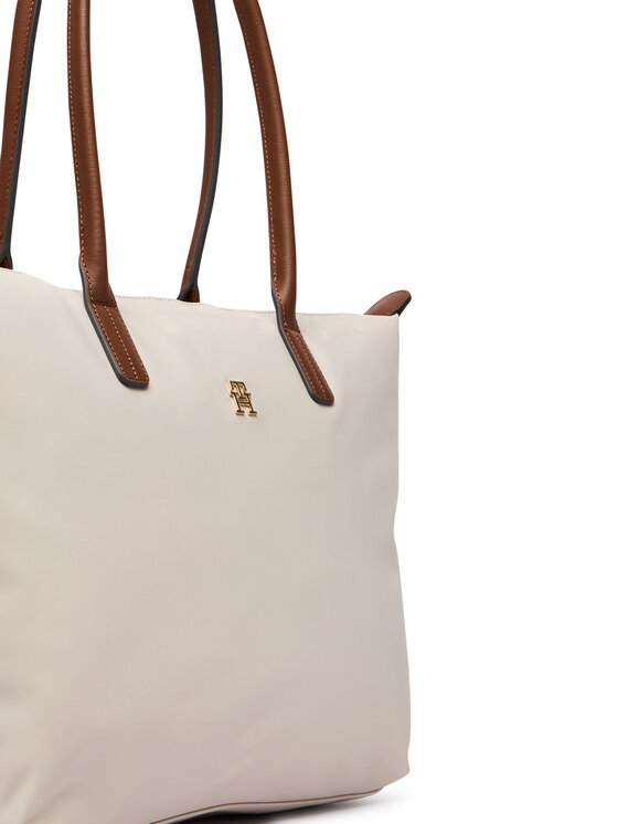 Tommy Hilfiger Tommy Hilfiger Дамска чанта Popette Tote AW0AW17711 Екрю