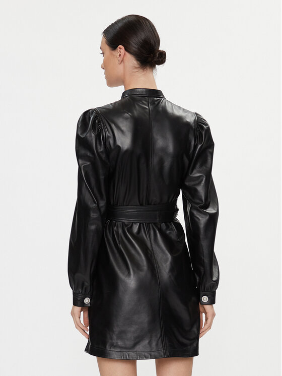 Custommade Custommade Kožna haljina Lanette 999418461 Crna Regular Fit