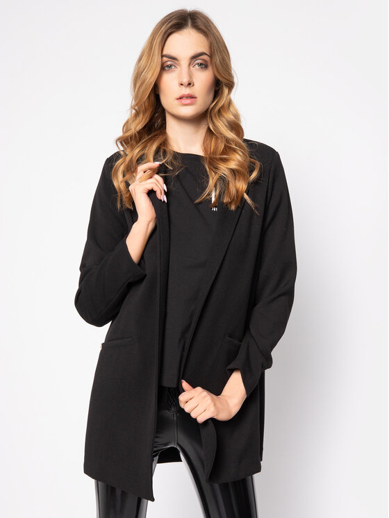 Manila Grace Manila Grace Płaszcz przejściowy K230AJ Czarny Regular Fit