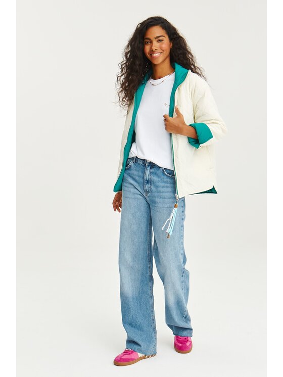 NAOKO NAOKO Prechodná bunda Poppy Ocean Wave Tyrkysová Regular Fit