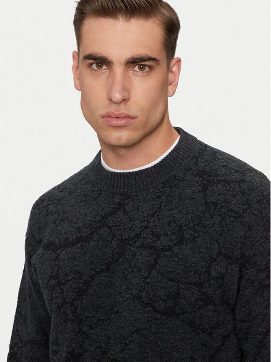 BOSS Boss Pulover Kratere 50523579 Črna Relaxed Fit