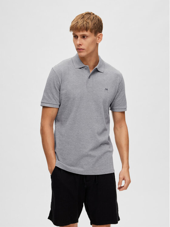 Selected Homme Polo 16087839 Pelēks Regular Fit