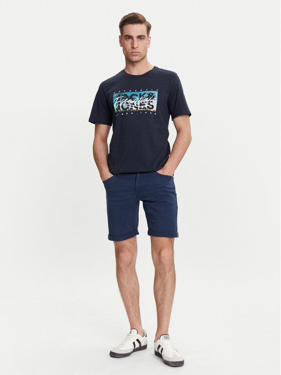 Jack&Jones Jack&Jones Džínsové šortky Rick 12274985 Tmavomodrá Regular Fit