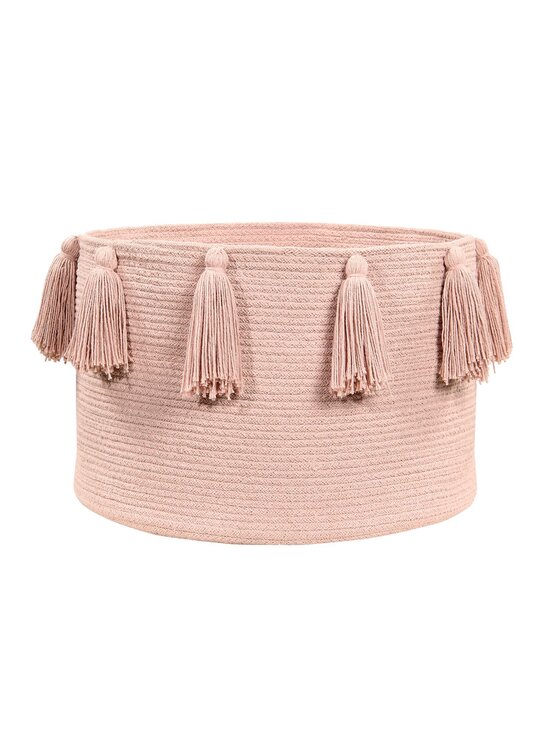Lorena Canals Lorena Canals Przechowywanie Kosz Basket Tassels Vintage Nude Różowy