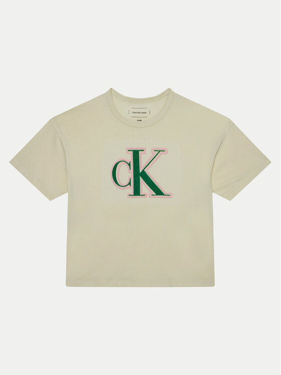 Calvin Klein Jeans Tričko IG0IG02806 Écru Boxy Fit