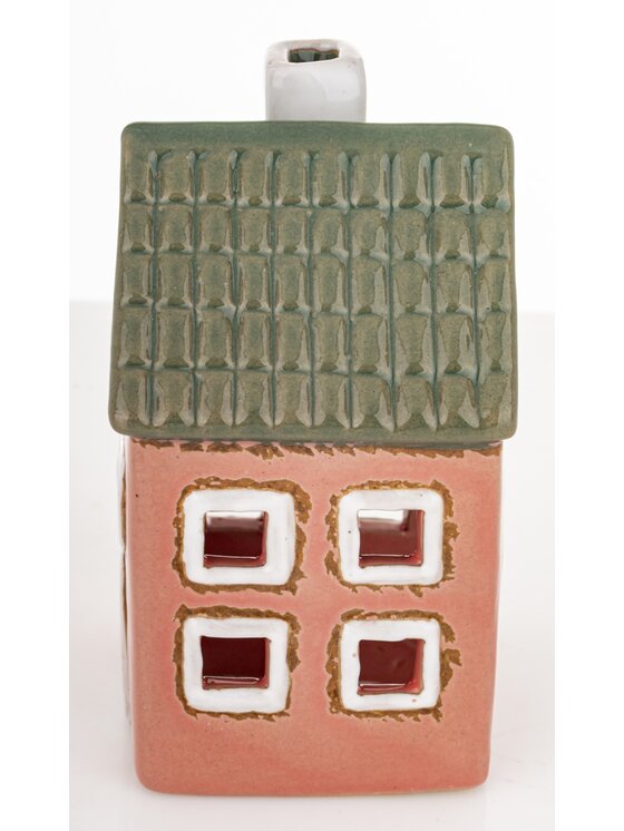 MIAhome MIAhome Lampion Ceramiczny domek GILLI-3 na tea-lighty Czerwony