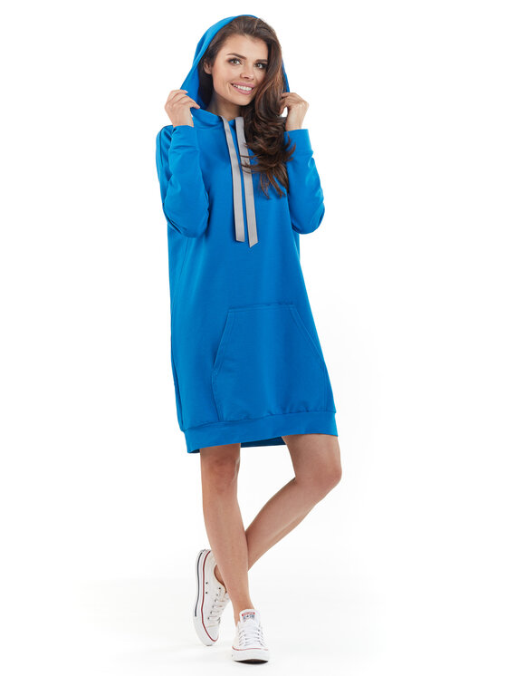 Awama Awama Vestito di maglia A212 Blu Basic Fit