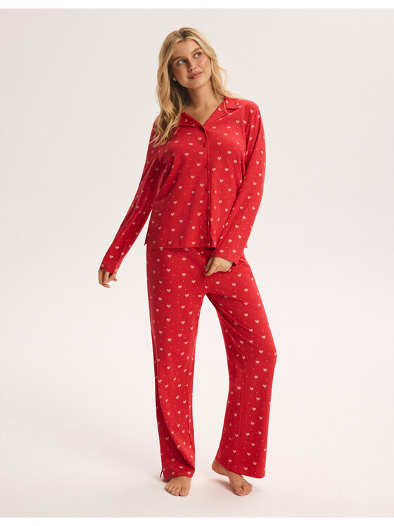 Esotiq Esotiq Piżama 45869 Czerwony Regular Fit