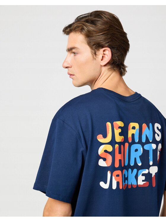 Wrangler Wrangler T-Shirt Big Graphic Tee Niebieski Regular Fit