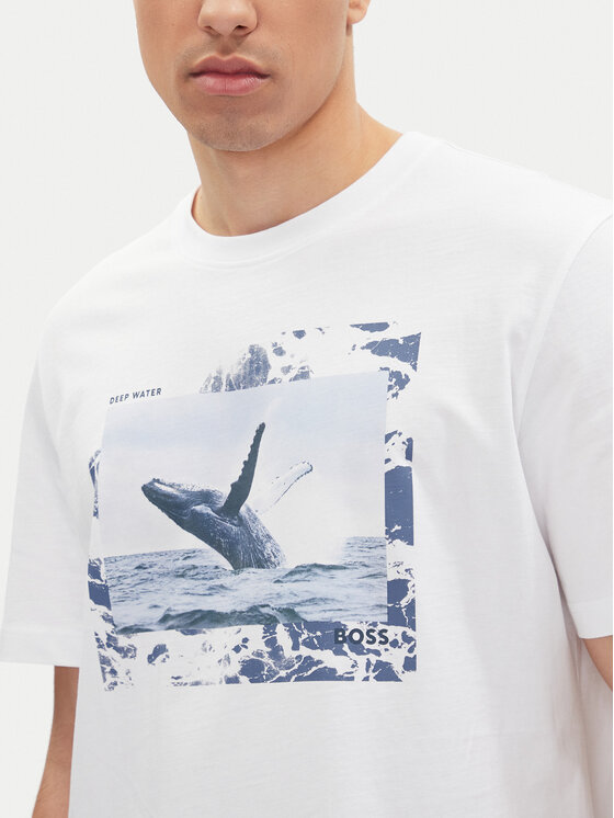BOSS BOSS Póló Te_Dunetrace 50539187 Fehér Regular Fit