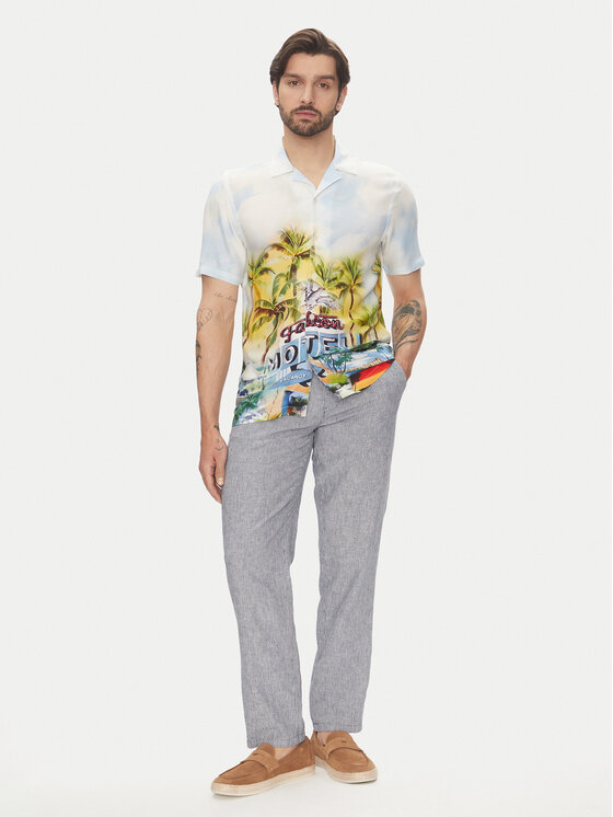 Lindbergh Lindbergh Spodnie materiałowe 30-003030 Niebieski Relaxed Fit