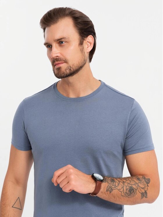 Ombre Ombre Komplet 3 t-shirtów OM-TSBS-0232 Niebieski Regular Fit