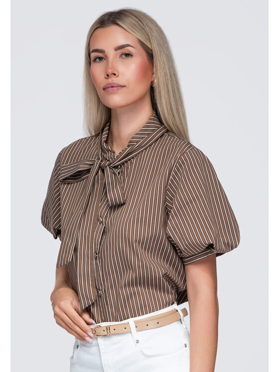 Ombre Ombre Koszula OW-SH-E0067 Brązowy Loose Fit