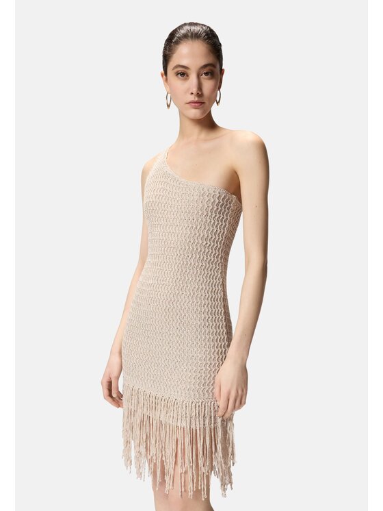 PINKO PINKO Abito da cocktail JUNIPEROS ABITO OPENWORK LUREX Oro Slim Fit