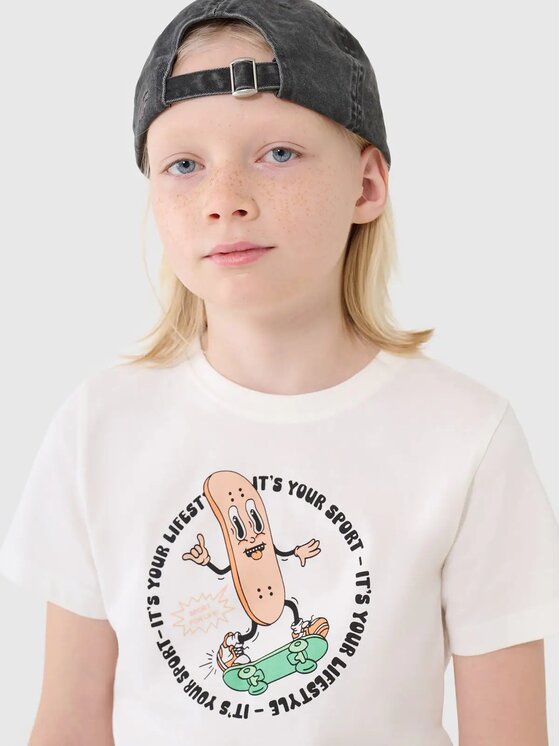 4F 4F T-Shirt 4FJRSS25TTSHM2566-11S Biały Regular Fit