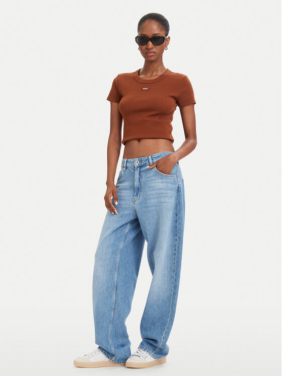 HUGO HUGO T-särk Easy 50523924 Tumepruun Slim Fit
