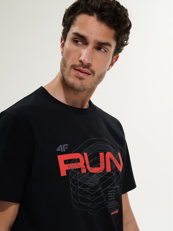 4F 4F T-Shirt MONOCHROME MOVEMENT Czarny Regular Fit