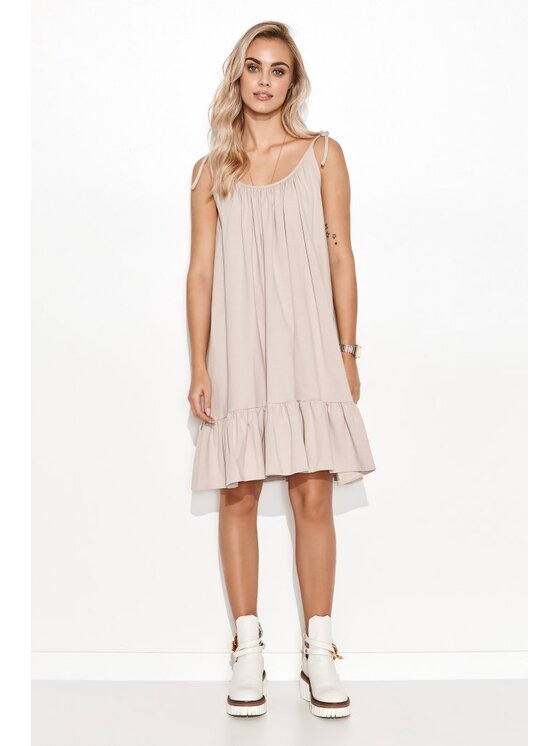 Makadamia Makadamia Sukienka letnia M726 Beżowy Oversize