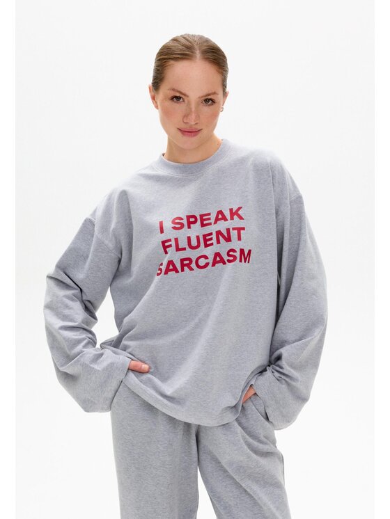 Mirons Mirons Longsleeve Print Szary jasny Regular Fit