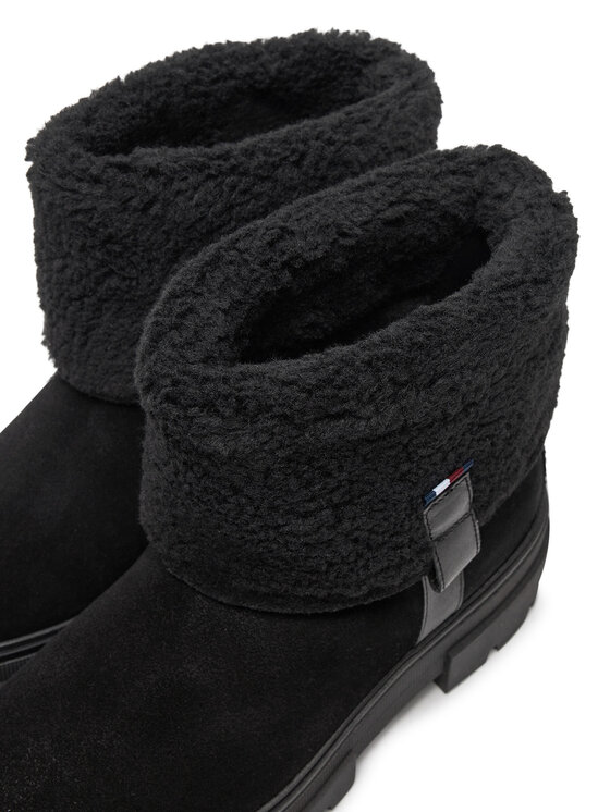 Tommy Hilfiger Tommy Hilfiger Botine Faux Fur Suede Roll-Down Boot FW0FW08158 Negru