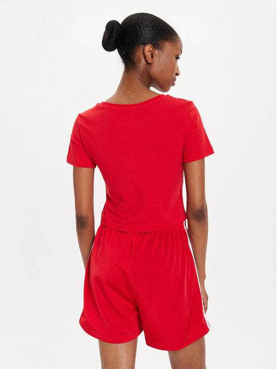 adidas adidas Tricou Essentials 3-Stripes IY4272 Roșu Slim Fit