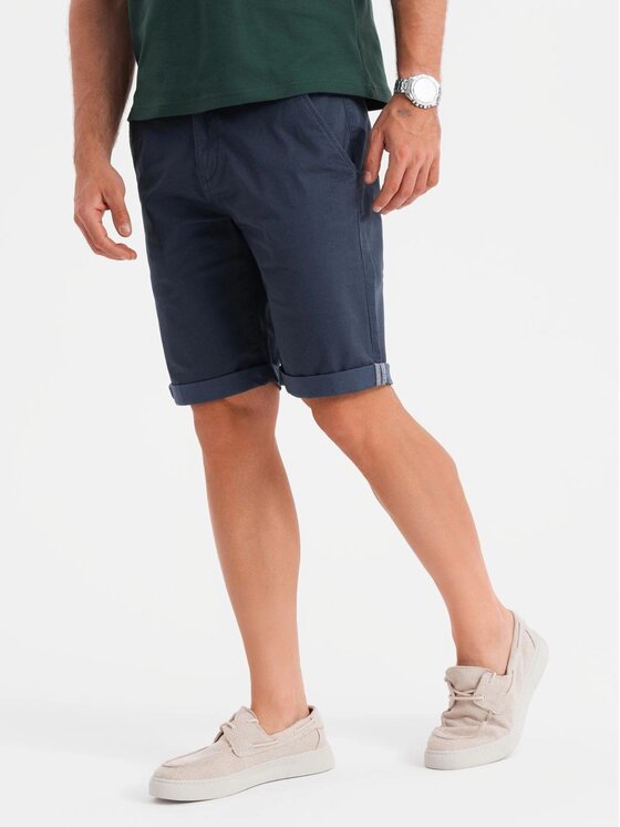 Ombre Ombre Szorty materiałowe OM-SRCS-0197 Granatowy Regular Fit