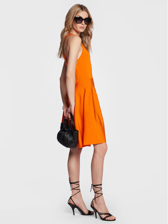 Robe PINKO Orange Taille 38 - Manches Courtes, Genou, Très Bon état Occasion