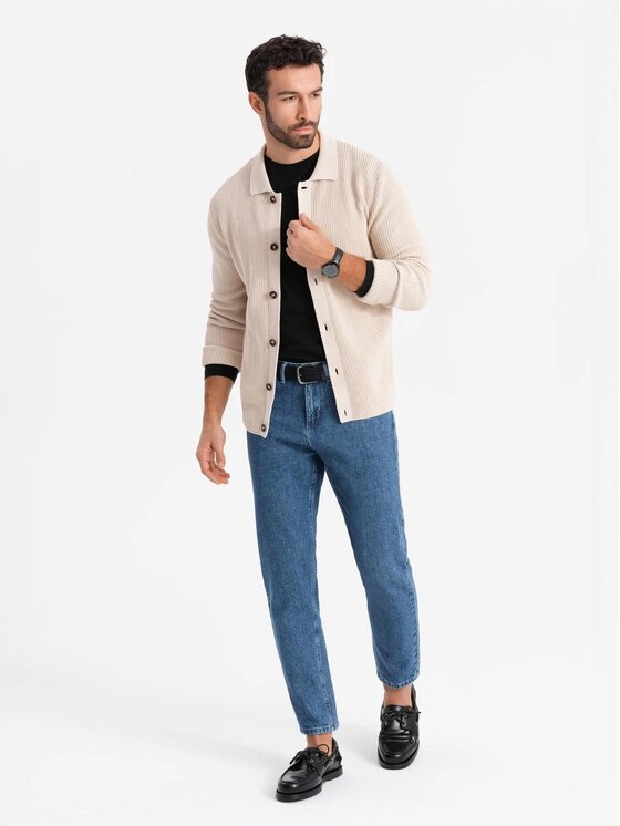 Ombre Ombre Jeansy OM-PADP-0225 Niebieski Carrot Fit
