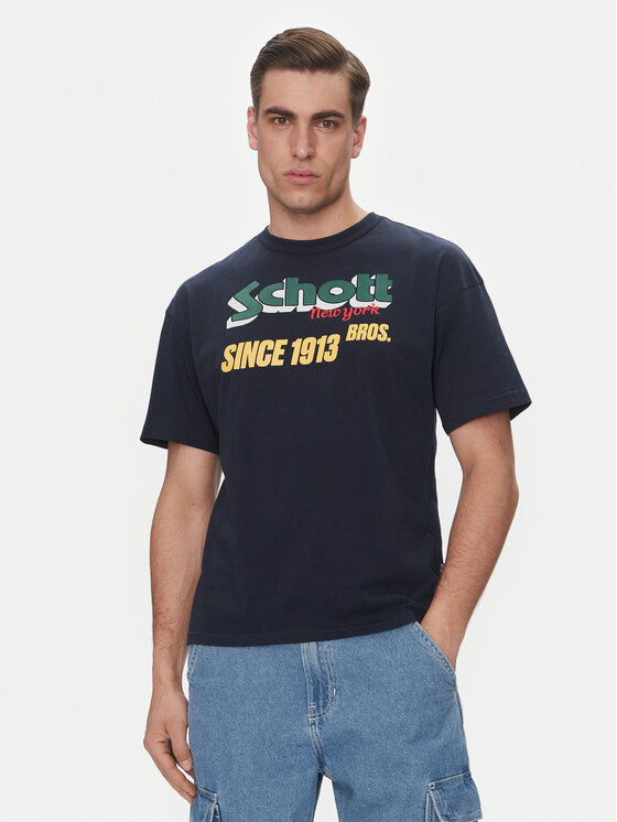 Schott NYC Schott NYC T-Shirt TSTRAVIS Granatowy Regular Fit