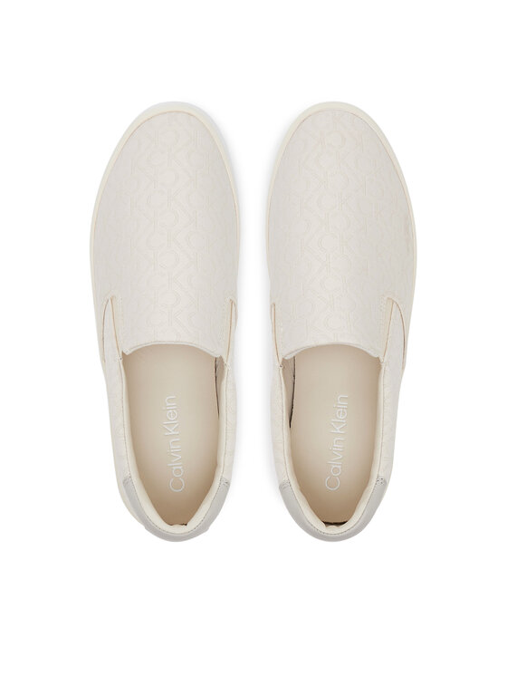 Calvin Klein Calvin Klein Teniși Vulc Slip On - Jacq HW0HW02411 Écru