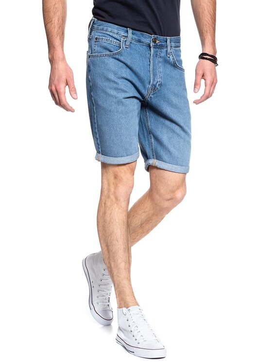Lee Lee Szorty jeansowe 5 POCKET SHORT Niebieski Regular Fit