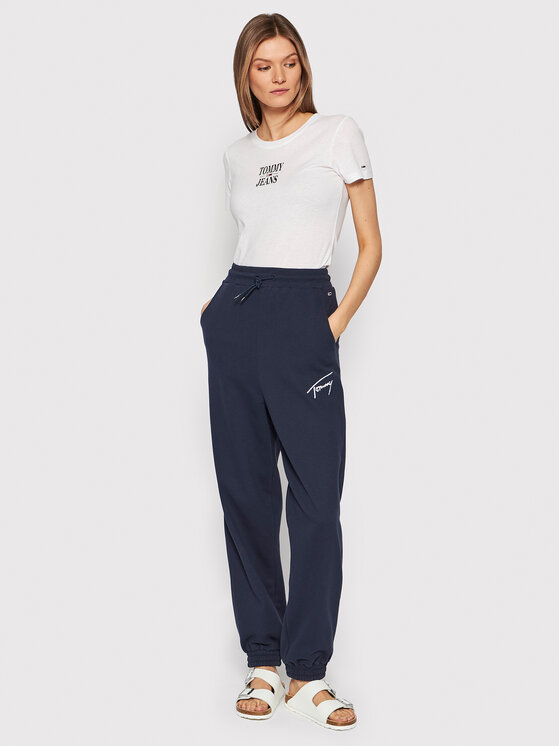 Tommy Jeans Tommy Jeans Spodnie dresowe Signature DW0DW11886 Granatowy Relaxed Fit