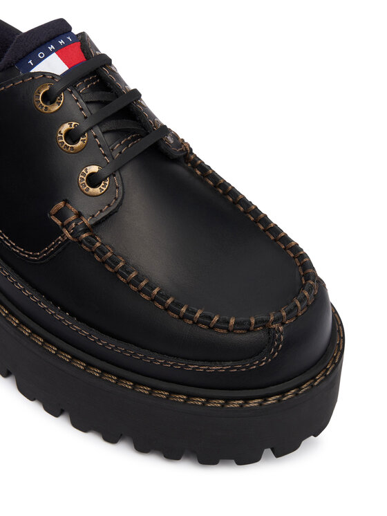 Tommy Jeans Tommy Jeans Обувки Archive '01 Boat Shoe Leather EN0EN03003 Черен