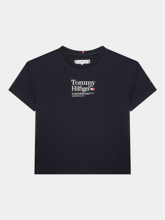 Tommy Hilfiger Tričko KG0KG07256 D Tmavomodrá Regular Fit