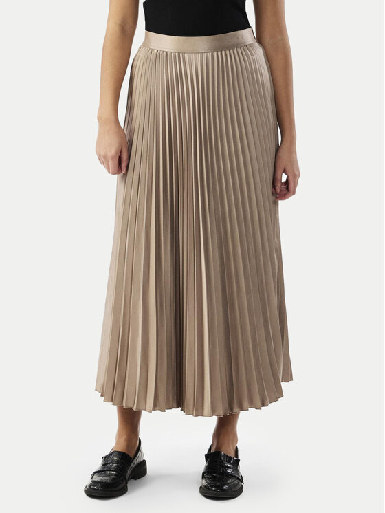 YAS Fustă plisată Celine 26032184 Bej Regular Fit | Modivo.ro
