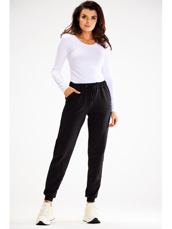 Awama Awama Spodnie damskie A608 Czarny Basic Fit