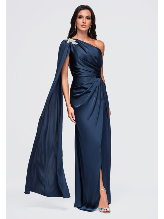 Ombre Ombre Večerní šaty LA-OM-DLR469 Tmavomodrá Slim Fit